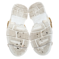 Pre Owned Gucci White Leather and Mesh Flashtrek Removable Crystals Sneakers Size 41