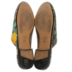 مملوكة مسبقًا Gucci Multicolor GG Canvas Princetown Horsebit Tian Print Mules Size 38.5