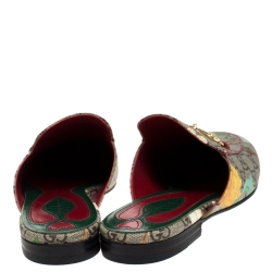 مملوكة مسبقًا Gucci Multicolor GG Canvas Princetown Horsebit Tian Print Mules Size 38.5