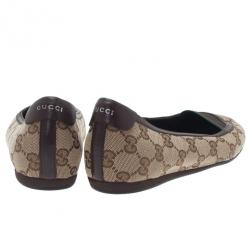 Pre Owned Gucci Beige Guccissima Canvas Ballet Flats Size 35.5