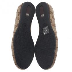 Pre Owned Gucci Beige Guccissima Canvas Ballet Flats Size 35.5