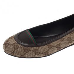 Pre Owned Gucci Beige Guccissima Canvas Ballet Flats Size 35.5