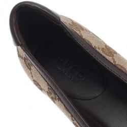 Pre Owned Gucci Beige Guccissima Canvas Ballet Flats Size 35.5