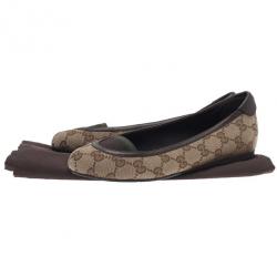 Pre Owned Gucci Beige Guccissima Canvas Ballet Flats Size 35.5