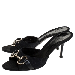 مملوكة مسبقًا صندل سلايد غوتشي كانفاس  GG بني/ذهبي هورسبيت سلايد مقاس 36