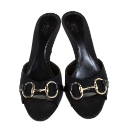 مملوكة مسبقًا صندل سلايد غوتشي كانفاس  GG بني/ذهبي هورسبيت سلايد مقاس 36