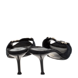 مملوكة مسبقًا صندل سلايد غوتشي كانفاس  GG بني/ذهبي هورسبيت سلايد مقاس 36