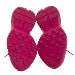 مملوكة مسبقًا Gucci Pink Leather Rhyton Vintage Logo Platform Sneakers Size 40.5