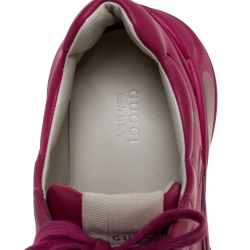 مملوكة مسبقًا Gucci Pink Leather Rhyton Vintage Logo Platform Sneakers Size 40.5