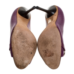 Pre Owned Gucci Purple Guccissima Leather Horsebit Peep Toe Pumps Size 40
