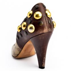 Pre Owned Gucci Guccissima Crystal 'Babouska' Studded Pumps Size 36.5