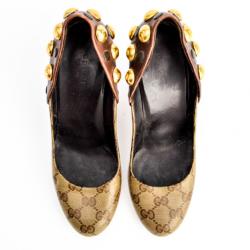 Pre Owned Gucci Guccissima Crystal 'Babouska' Studded Pumps Size 36.5