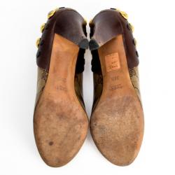 Pre Owned Gucci Guccissima Crystal 'Babouska' Studded Pumps Size 36.5