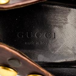 Pre Owned Gucci Guccissima Crystal 'Babouska' Studded Pumps Size 36.5