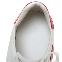 Gucci White Leather Ace Web Heart Detail Lace Up Sneaker Size 39.5