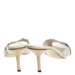 Pre Owned حذاء سلايدز غوتشي هورسبيت غوتشيسيما أبيض مقاس 40