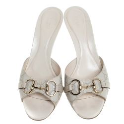 Pre Owned حذاء سلايدز غوتشي هورسبيت غوتشيسيما أبيض مقاس 40