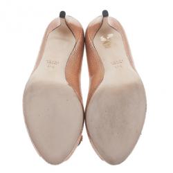 Pre Owned Gucci Gold Metallic Crackled Leather New Hollywood Horsebit Pumps Size 37.5