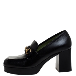 Pre Owned Gucci Black Leather Horsebit Pumps Size 41