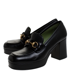 Pre Owned Gucci Black Leather Horsebit Pumps Size 41