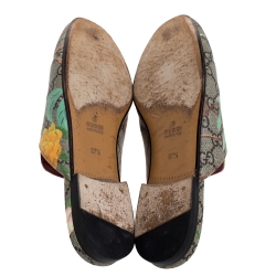 Pre Owned Gucci Multicolor GG Supreme Princetown Horsebit Tian Print Mules Size 37.5