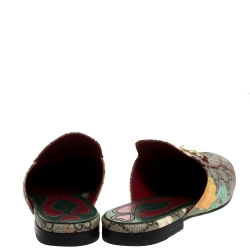 Pre Owned Gucci Multicolor GG Supreme Princetown Horsebit Tian Print Mules Size 37.5