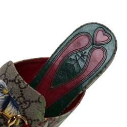Pre Owned Gucci Multicolor GG Supreme Princetown Horsebit Tian Print Mules Size 37.5