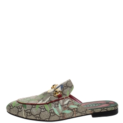 Pre Owned Gucci Multicolor GG Supreme Princetown Horsebit Tian Print Mules Size 37.5