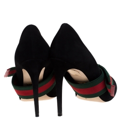 Pre Owned حذاء كعب عالي غوتشي مقدمة مدببة هورسيبت اليزابيث سويدي وردي مقاس 36