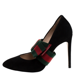 Pre Owned حذاء كعب عالي غوتشي مقدمة مدببة هورسيبت اليزابيث سويدي وردي مقاس 36