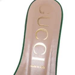 مملوكة مسبقًا Gucci Green Satin Crystal G Slide Sandals Size 40.5