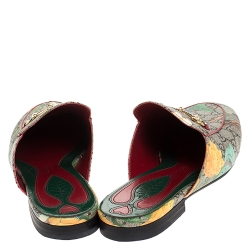 Pre Owned Gucci Beige Printed Canvas Tian Horsebit Loafer Slides Size 41