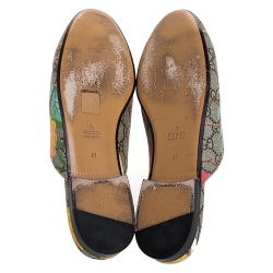 Pre Owned Gucci Beige Printed Canvas Tian Horsebit Loafer Slides Size 41