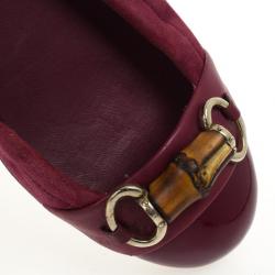 Pre Owned Gucci Magenta Cap Toe Bamboo Horsebit Ballet Flats Size 39