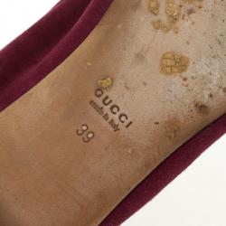 Pre Owned Gucci Magenta Cap Toe Bamboo Horsebit Ballet Flats Size 39