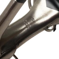 Pre Owned Gucci Grey Leather Ankle Strap Platform Sandals Size 41