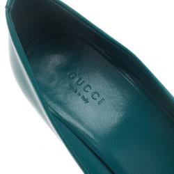 Pre Owned Gucci Blue Patent Interlocking Studded G Pumps Size 39