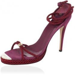 Pre Owned Gucci Pink Rope High Heel Sandals Size 41