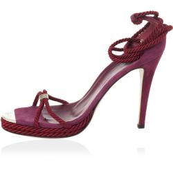 Pre Owned Gucci Pink Rope High Heel Sandals Size 41