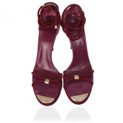 Pre Owned Gucci Pink Rope High Heel Sandals Size 41