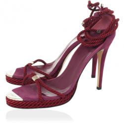 Pre Owned Gucci Pink Rope High Heel Sandals Size 41