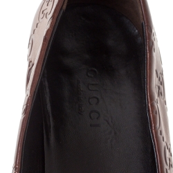 Pre Owned حذاء باليرينا فلات غوتشي كانفاس GG غوتشيسيما بنية مقاس 36