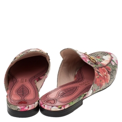 Pre Owned Gucci Multicolor GG Floral Print Canvas Princetown Horsebit Mules Size 39.5