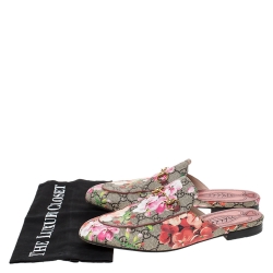 Pre Owned Gucci Multicolor GG Floral Print Canvas Princetown Horsebit Mules Size 39.5