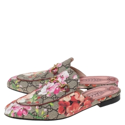 Pre Owned Gucci Multicolor GG Floral Print Canvas Princetown Horsebit Mules Size 39.5
