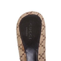 Pre Owned Gucci Beige Canvas Horsebit Open Toe Sandals Size 38.5