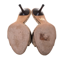 Pre Owned Gucci Beige Canvas Horsebit Open Toe Sandals Size 38.5