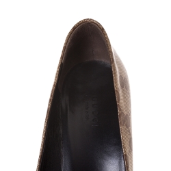 Pre Owned Gucci Beige GG Crystal Canvas Bow Pumps Size 37