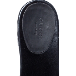 Pre Owned حذاء فلات سلايد غوتشي وشاح جلد وكانفاس حرفي الشعار جي جي أسود مقاس 38.5