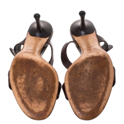 مملوكة مسبقًا Gucci Brown GG Leather Open Toe Sandals Size 37